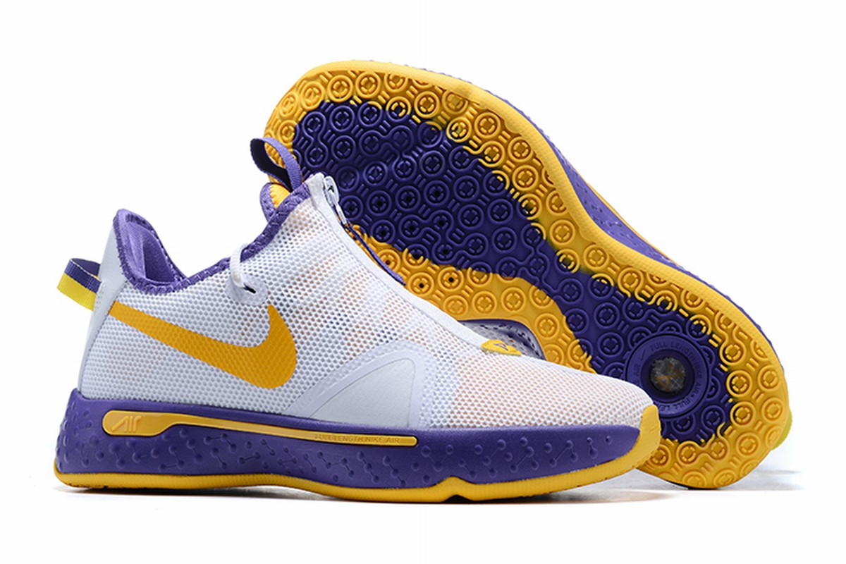 Nike PG 4 Men Shoes White Purple Yellow